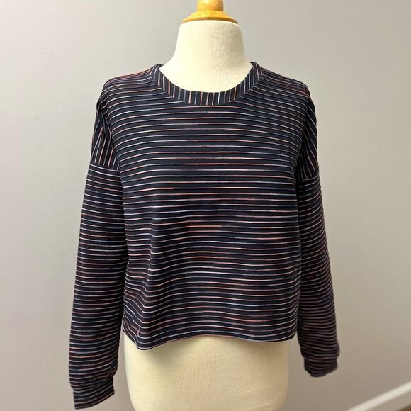 Lanston Sport Ribbed Striped Sweatshirt Sz L - Picture 1 of 13